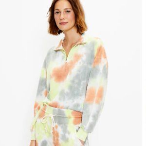Lou & Grey Sweatshirt Terry Tie Dye Zip Casual Boho Hippie Comfy NWT XL Petite